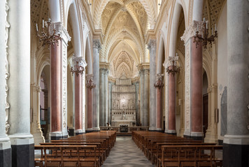 Interior of the Erice Cathedral, province of Trapani. Sicily, Italy