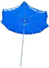 parasol bleu, fond blanc