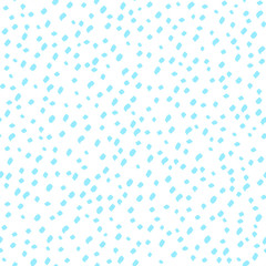 Seamless abstract pattern. Blue dots. Vector. Rare strokes of a brush. Trendy color hand-drawn pattern. The texture of the wrapper or for fabric textile or site.