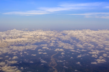 Fototapeta na wymiar bird eye view of Himalaya range on the way to Leh Ladakh india