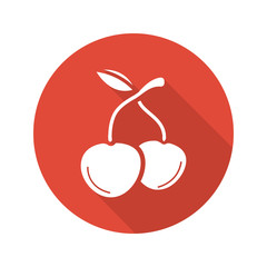 Cherries flat design long shadow icon