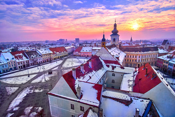 Sibiu Romania Transilvania at Sunset