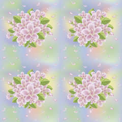 Spring sakura blossom seamless background, vector illustration