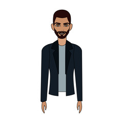 handsome young olive skin man wearing jacket icon image vector illustration design 