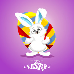 Cute easter rabbit with egg. Vector illustration
