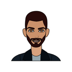 face of handsome bearded  olive skin young man icon image vector illustration design 