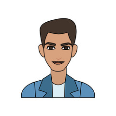 handsome young man with blue jacket icon image vector illustration design 