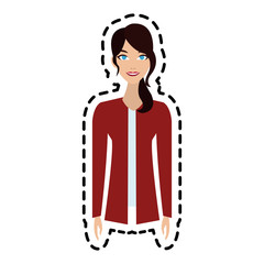 young pretty woman wearing red sweater icon image vector illustration design 