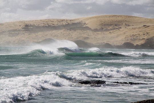 Waves Crashing on The West Coast Near The Town Omapere, North Island, New Zealand