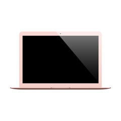 laptop rose gold color with blank screen isolated on white background. stock vector illustration eps10