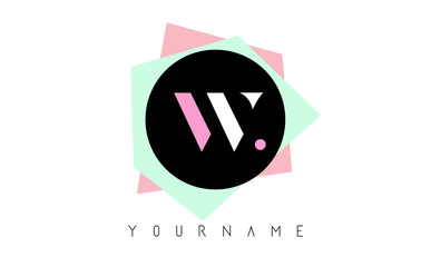 W Geometric Shapes Logo Design with Pastel Colors.