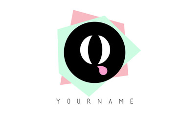 Q Geometric Shapes Logo Design with Pastel Colors.