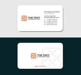 Obraz premium white business card with square logo, orange color
