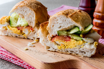 Egg Sandwich with cucumbers and tomatoes.