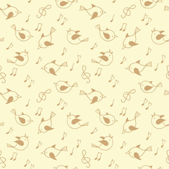 Seamless pattern with cute  birds. Vector illustation.