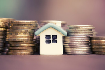Mortgage concept. Money and house