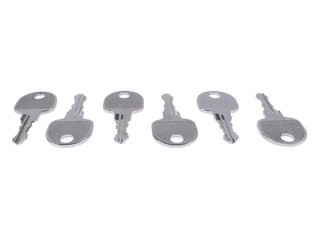 Metal keys on white background