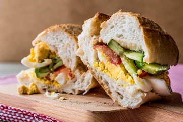 Egg Sandwich with cucumbers and tomatoes.