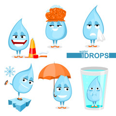 Fototapeta premium set of water drops. isolated vector illustration