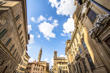 Obraz premium Old city of Florence with classical architectural features of the buildings, Tuscany, Italy