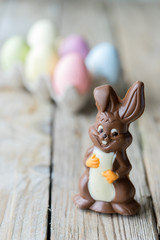 easter theme background eggs bunny nest daffodils symbol spring