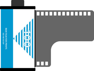 Film 135 illustration of blue roll isolated