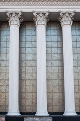 Obraz premium Architectural white columns on the facade of the building