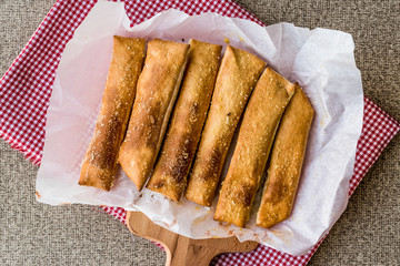 Cheese bread sticks with garlic.
