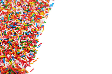 Colorful sprinkles on a white background