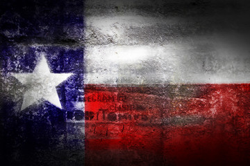 Grunge Texas USA flag on stone texture background