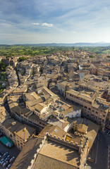 Naklejka premium aerial view to Siena city in Tuscany in Italy