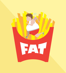 Fat man run on junk food