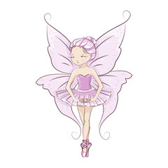 The beautiful little fairy is dancing.