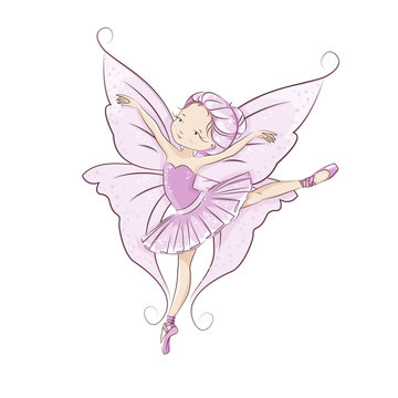 The beautiful little fairy is dancing.