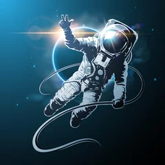 Fotobehang Jongenskamer astronaut in de ruimte illustratie