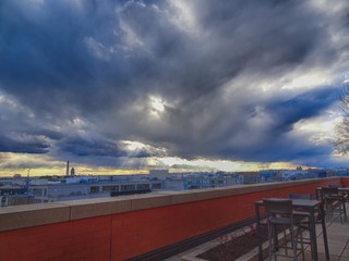 Fototapeta premium stormy sunset overlooking DC monuments at sunset