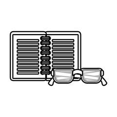 notebook and glasses school supply icon vector illustration design