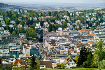 The centre of St. Gallen with altitude, Switzerland