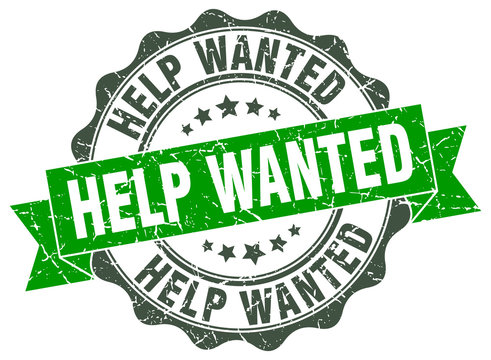 help wanted stamp. sign. seal