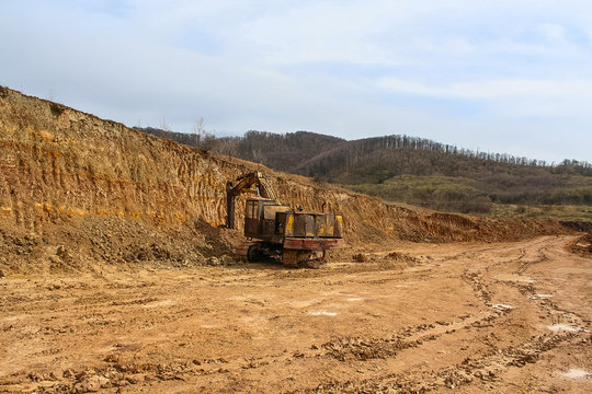Clay quarry near the town of Vinogradov, Transcarpathian region in Ukraine. March 2007