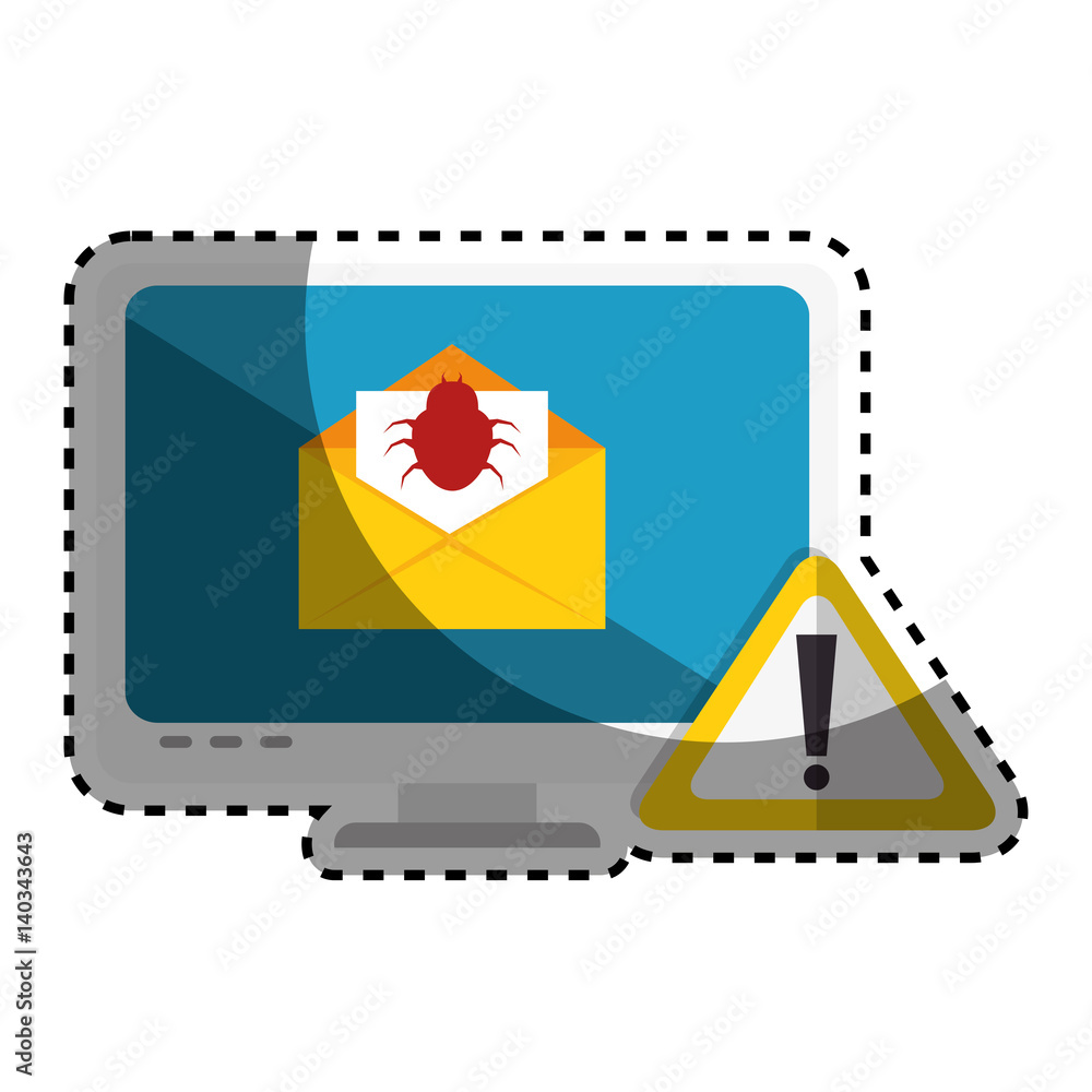 Poster computer with computing alert vector illustration design