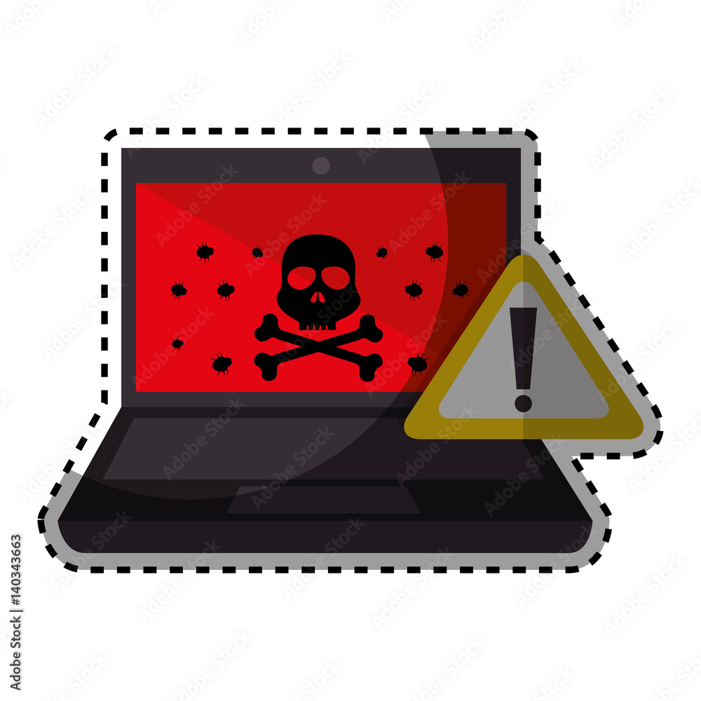 Poster computer with computing alert vector illustration design