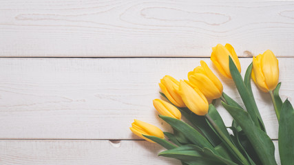 the top view of yellow tulips