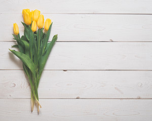 the top view of yellow tulips