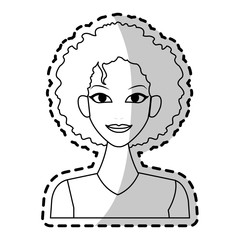 young pretty woman with curly hair icon image vector illustration design 