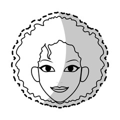 face of young pretty woman with curly hair icon image vector illustration design 