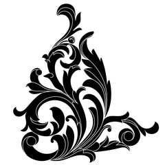 Vintage baroque ornament, corner. Retro pattern antique style acanthus. Decorative design element filigree calligraphy vector. - stock vector