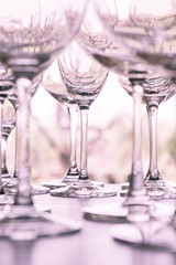 water glass on the shelves , Drinking water container, Empty water glass