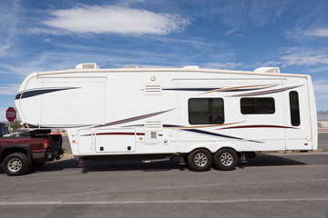 Caravan trailer on road