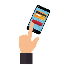 smartphone with commercial app vector illustration design